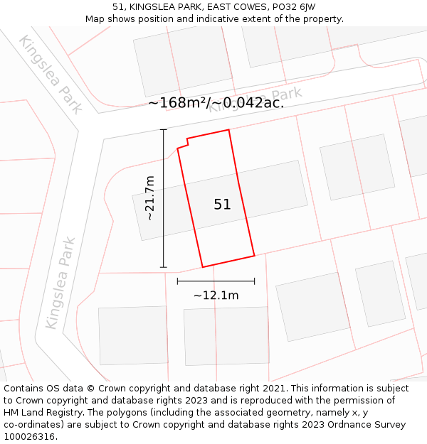 51, KINGSLEA PARK, EAST COWES, PO32 6JW: Plot and title map