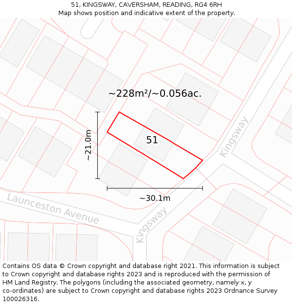 51, KINGSWAY, CAVERSHAM, READING, RG4 6RH: Plot and title map