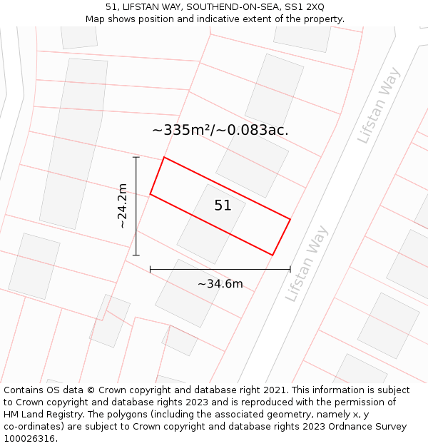 51, LIFSTAN WAY, SOUTHEND-ON-SEA, SS1 2XQ: Plot and title map