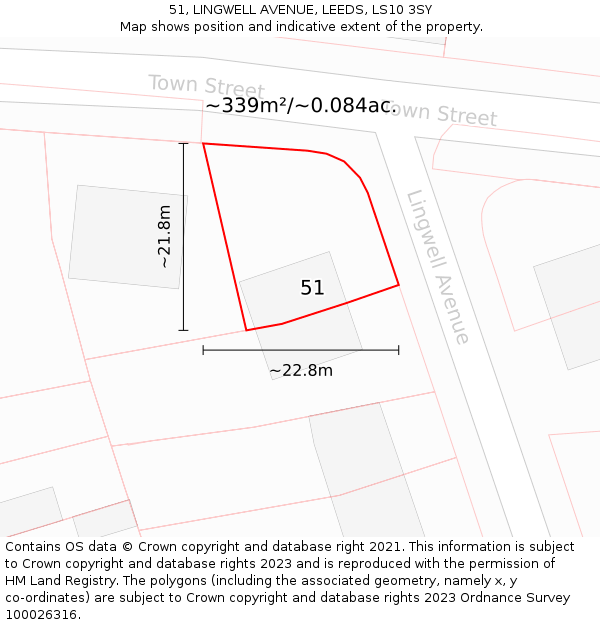 51, LINGWELL AVENUE, LEEDS, LS10 3SY: Plot and title map