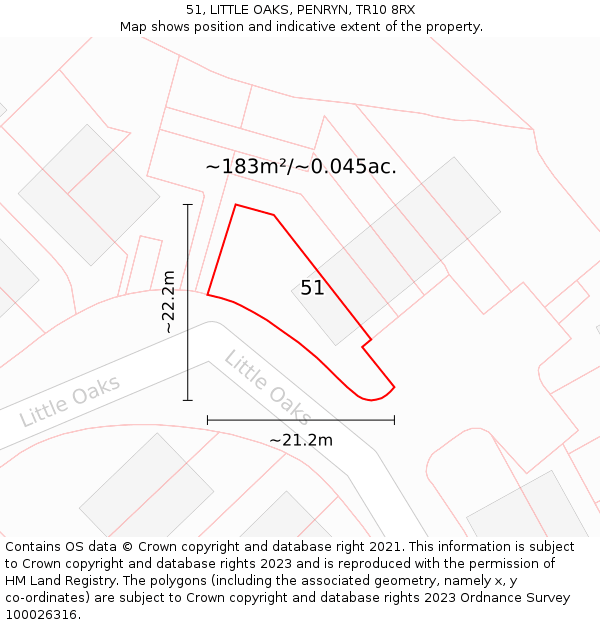 51, LITTLE OAKS, PENRYN, TR10 8RX: Plot and title map