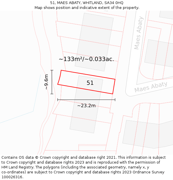 51, MAES ABATY, WHITLAND, SA34 0HQ: Plot and title map