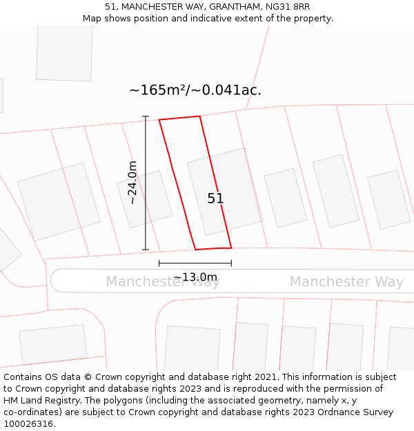 51, MANCHESTER WAY, GRANTHAM, NG31 8RR: Plot and title map