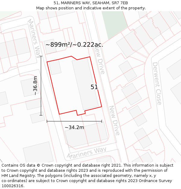 51, MARINERS WAY, SEAHAM, SR7 7EB: Plot and title map