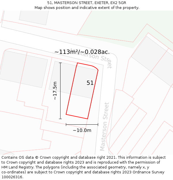 51, MASTERSON STREET, EXETER, EX2 5GR: Plot and title map