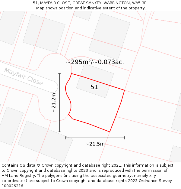 51, MAYFAIR CLOSE, GREAT SANKEY, WARRINGTON, WA5 3PL: Plot and title map