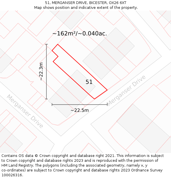 51, MERGANSER DRIVE, BICESTER, OX26 6XT: Plot and title map