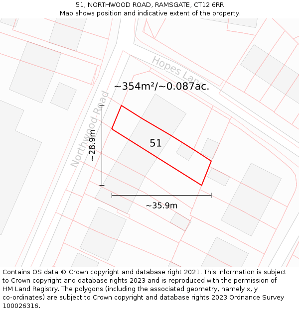 51, NORTHWOOD ROAD, RAMSGATE, CT12 6RR: Plot and title map