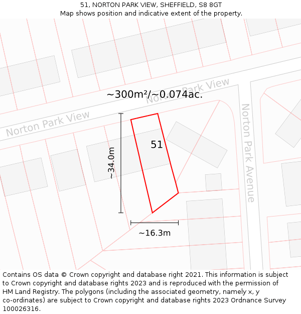 51, NORTON PARK VIEW, SHEFFIELD, S8 8GT: Plot and title map