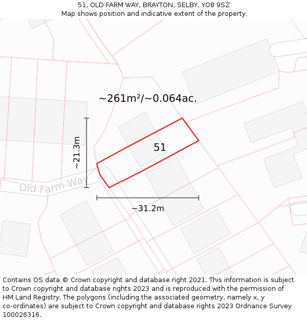 51, OLD FARM WAY, BRAYTON, SELBY, YO8 9SZ: Plot and title map