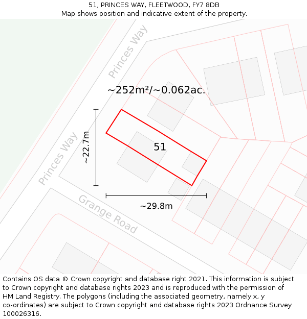 51, PRINCES WAY, FLEETWOOD, FY7 8DB: Plot and title map