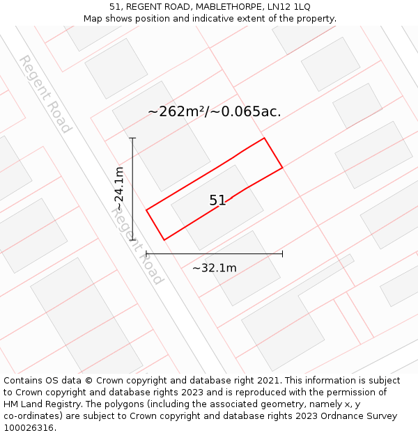 51, REGENT ROAD, MABLETHORPE, LN12 1LQ: Plot and title map