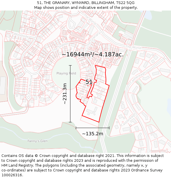 51, THE GRANARY, WYNYARD, BILLINGHAM, TS22 5QG: Plot and title map