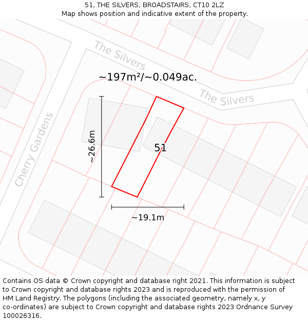 51, THE SILVERS, BROADSTAIRS, CT10 2LZ: Plot and title map