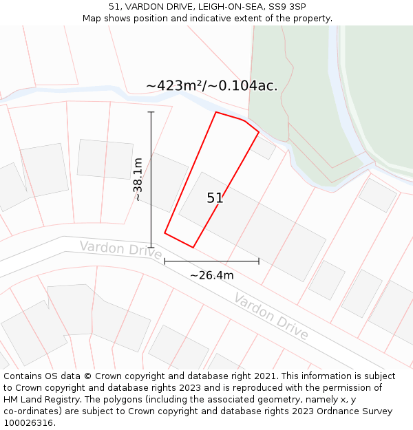 51, VARDON DRIVE, LEIGH-ON-SEA, SS9 3SP: Plot and title map