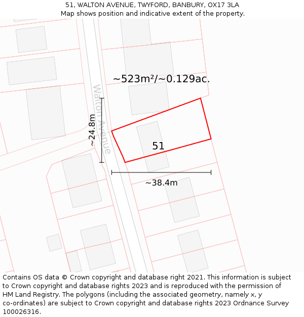 51, WALTON AVENUE, TWYFORD, BANBURY, OX17 3LA: Plot and title map