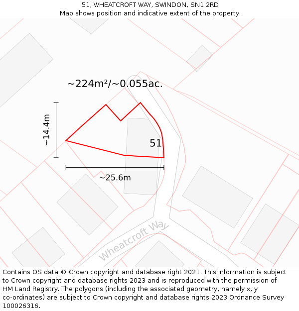 51, WHEATCROFT WAY, SWINDON, SN1 2RD: Plot and title map