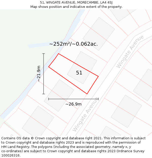 51, WINGATE AVENUE, MORECAMBE, LA4 4SJ: Plot and title map