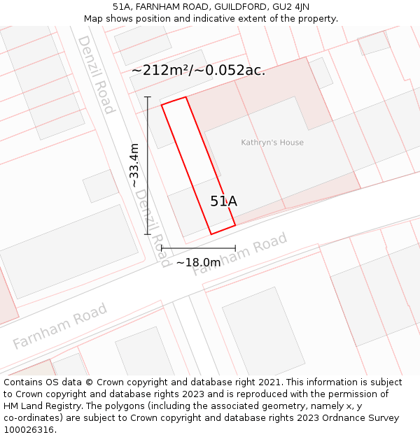 51A, FARNHAM ROAD, GUILDFORD, GU2 4JN: Plot and title map