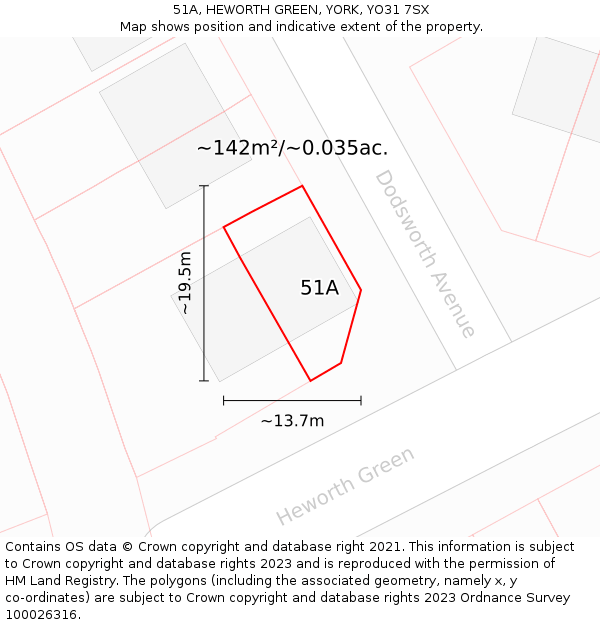 51A, HEWORTH GREEN, YORK, YO31 7SX: Plot and title map