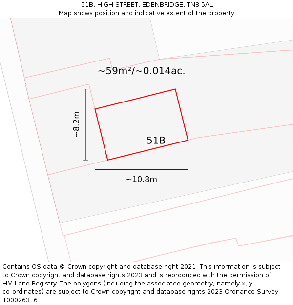 51B, HIGH STREET, EDENBRIDGE, TN8 5AL: Plot and title map