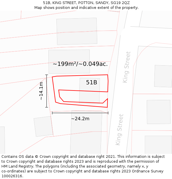 51B, KING STREET, POTTON, SANDY, SG19 2QZ: Plot and title map