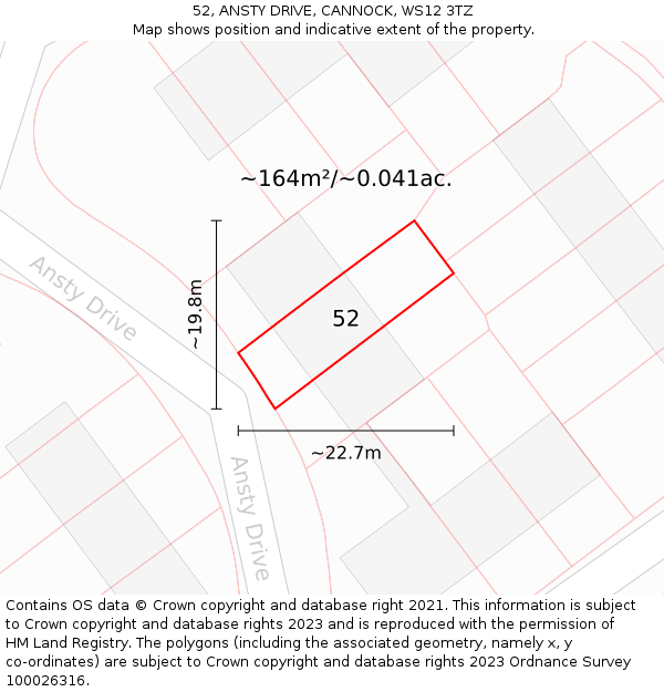 52, ANSTY DRIVE, CANNOCK, WS12 3TZ: Plot and title map