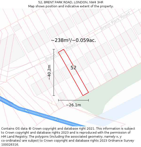 52, BRENT PARK ROAD, LONDON, NW4 3HR: Plot and title map