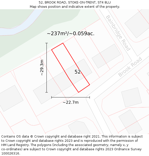 52, BROOK ROAD, STOKE-ON-TRENT, ST4 8LU: Plot and title map