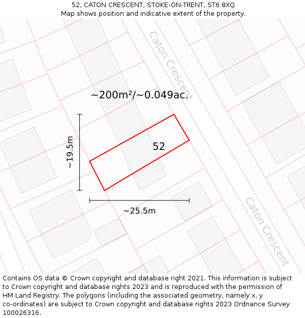 52, CATON CRESCENT, STOKE-ON-TRENT, ST6 8XQ: Plot and title map