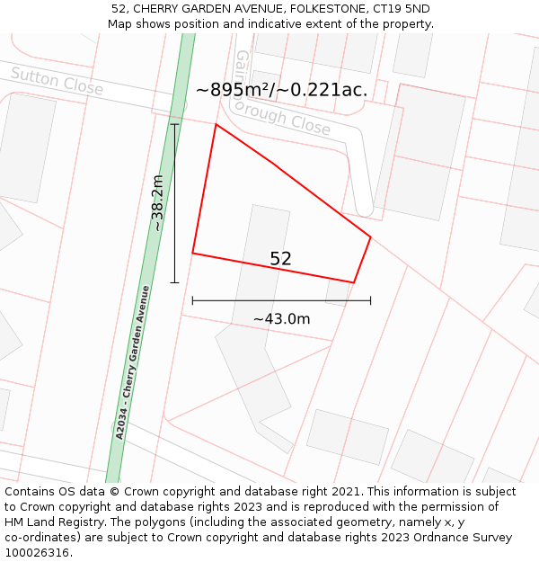 52, CHERRY GARDEN AVENUE, FOLKESTONE, CT19 5ND: Plot and title map