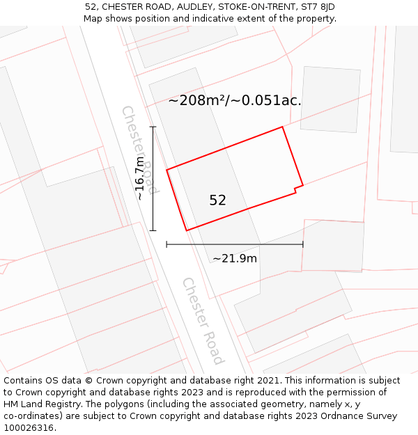 52, CHESTER ROAD, AUDLEY, STOKE-ON-TRENT, ST7 8JD: Plot and title map