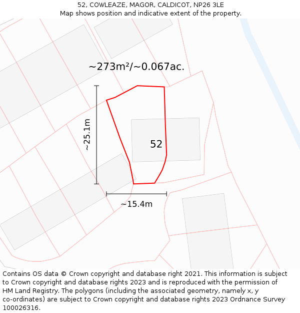 52, COWLEAZE, MAGOR, CALDICOT, NP26 3LE: Plot and title map