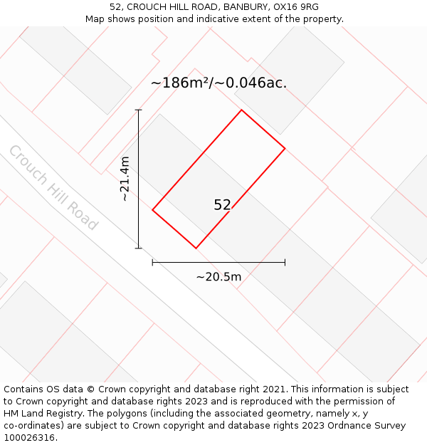 52, CROUCH HILL ROAD, BANBURY, OX16 9RG: Plot and title map