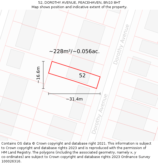 52, DOROTHY AVENUE, PEACEHAVEN, BN10 8HT: Plot and title map