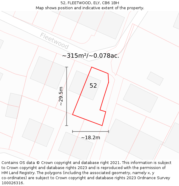 52, FLEETWOOD, ELY, CB6 1BH: Plot and title map