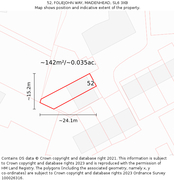 52, FOLIEJOHN WAY, MAIDENHEAD, SL6 3XB: Plot and title map