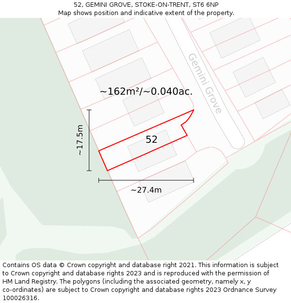 52, GEMINI GROVE, STOKE-ON-TRENT, ST6 6NP: Plot and title map