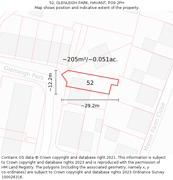 52, GLENLEIGH PARK, HAVANT, PO9 2PH: Plot and title map