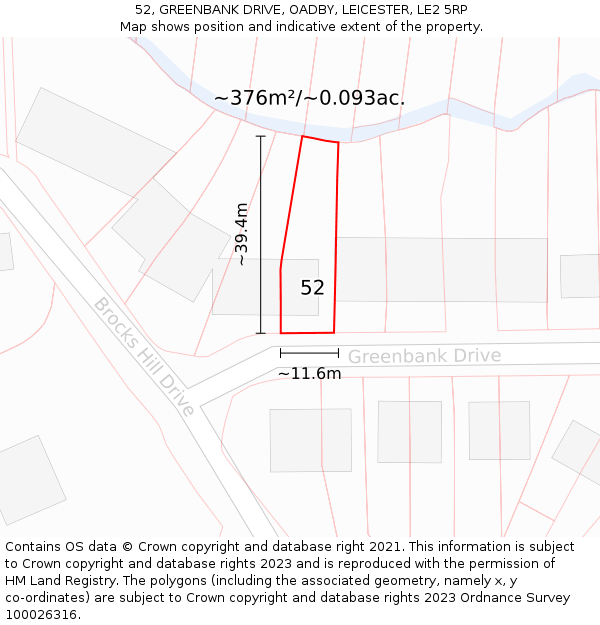 52, GREENBANK DRIVE, OADBY, LEICESTER, LE2 5RP: Plot and title map