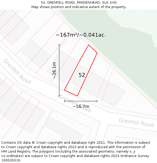 52, GRENFELL ROAD, MAIDENHEAD, SL6 1HG: Plot and title map