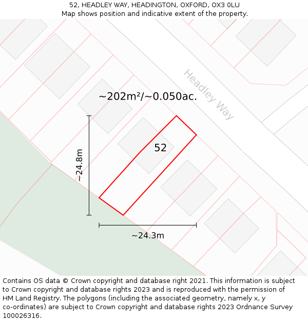 52, HEADLEY WAY, HEADINGTON, OXFORD, OX3 0LU: Plot and title map