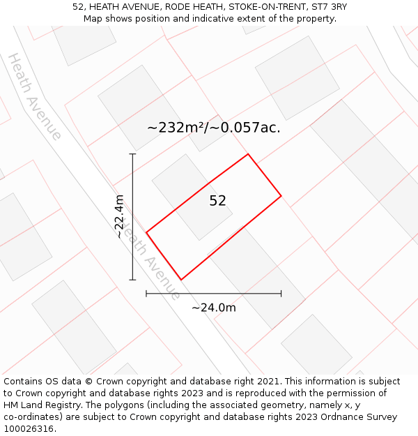 52, HEATH AVENUE, RODE HEATH, STOKE-ON-TRENT, ST7 3RY: Plot and title map