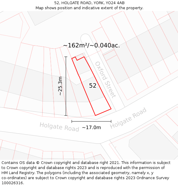 52, HOLGATE ROAD, YORK, YO24 4AB: Plot and title map