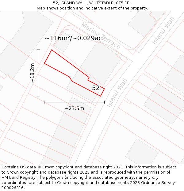 52, ISLAND WALL, WHITSTABLE, CT5 1EL: Plot and title map