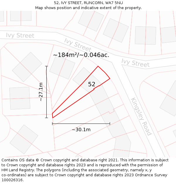 52, IVY STREET, RUNCORN, WA7 5NU: Plot and title map