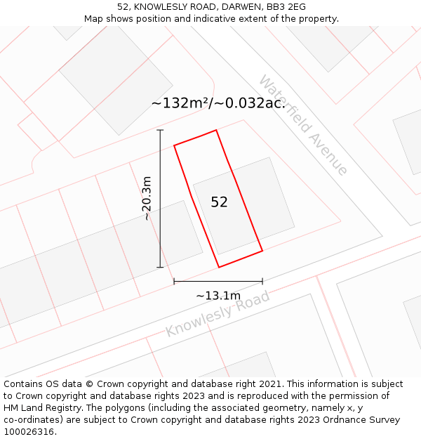 52, KNOWLESLY ROAD, DARWEN, BB3 2EG: Plot and title map