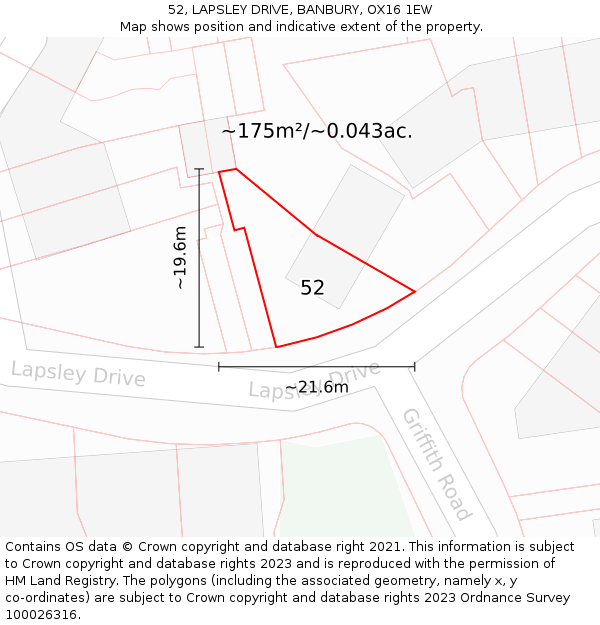 52, LAPSLEY DRIVE, BANBURY, OX16 1EW: Plot and title map