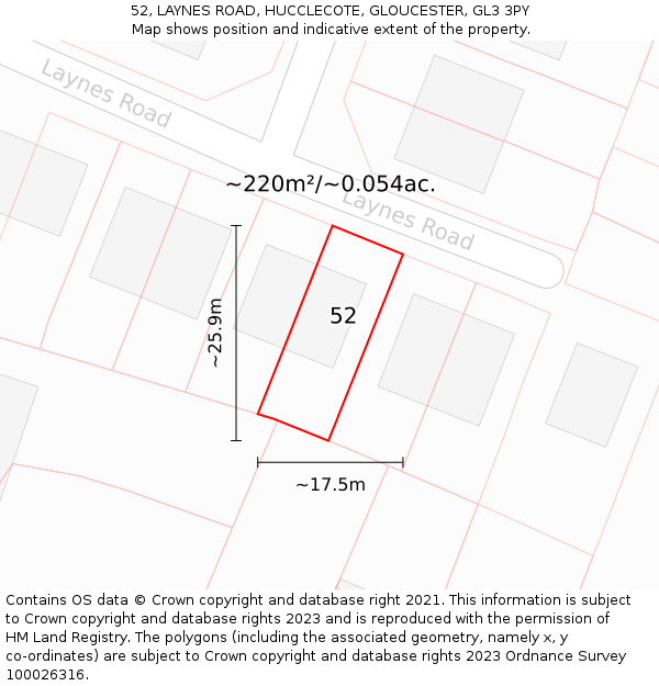 52, LAYNES ROAD, HUCCLECOTE, GLOUCESTER, GL3 3PY: Plot and title map