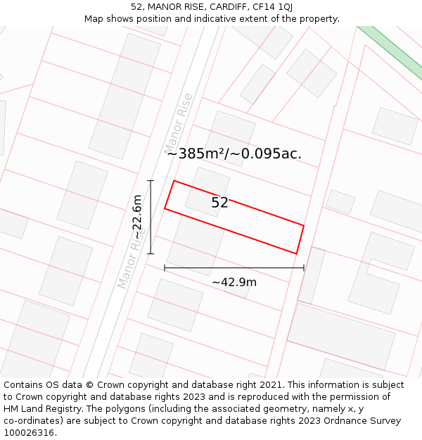 52, MANOR RISE, CARDIFF, CF14 1QJ: Plot and title map